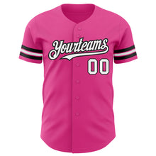 Load image into Gallery viewer, Custom Pink White-Black Authentic Baseball Jersey