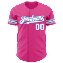 Load image into Gallery viewer, Custom Pink White-Light Blue Authentic Baseball Jersey