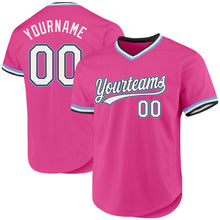 Load image into Gallery viewer, Custom Pink Black-Light Blue Authentic Throwback Baseball Jersey