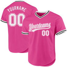 Load image into Gallery viewer, Custom Pink White-Black Authentic Throwback Baseball Jersey