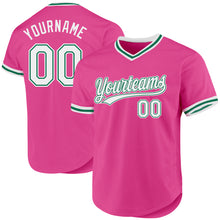 Load image into Gallery viewer, Custom Pink White-Kelly Green Authentic Throwback Baseball Jersey