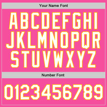 Load image into Gallery viewer, Custom Pink White-Gold Authentic Throwback Basketball Jersey