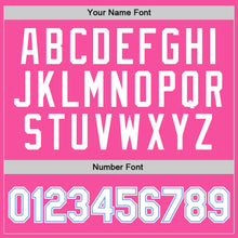 Load image into Gallery viewer, Custom Pink White-Light Blue Authentic Throwback Basketball Jersey