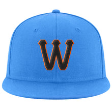Load image into Gallery viewer, Custom Powder Blue Black-Orange Stitched Adjustable Snapback Hat