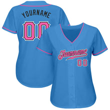 Load image into Gallery viewer, Custom Powder Blue Pink-Black Authentic Baseball Jersey