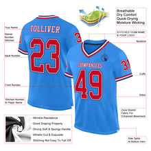 Load image into Gallery viewer, Custom Powder Blue Red-Navy Mesh Authentic Throwback Football Jersey