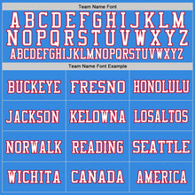 Load image into Gallery viewer, Custom Powder Blue Red-Navy Mesh Authentic Throwback Football Jersey