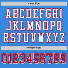 Load image into Gallery viewer, Custom Powder Blue Red-Navy Mesh Authentic Throwback Football Jersey