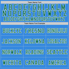 Load image into Gallery viewer, Custom Powder Blue Kelly Green-White Mesh Authentic Throwback Football Jersey