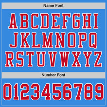 Load image into Gallery viewer, Custom Powder Blue Red-White Mesh Authentic Throwback Football Jersey