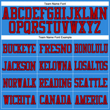 Load image into Gallery viewer, Custom Powder Blue Red-Navy Mesh Authentic Football Jersey