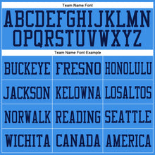 Load image into Gallery viewer, Custom Powder Blue Navy Mesh Authentic Football Jersey