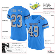 Load image into Gallery viewer, Custom Powder Blue Gray-Navy Mesh Authentic Football Jersey