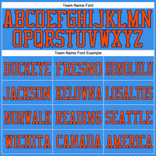 Load image into Gallery viewer, Custom Powder Blue Orange-Royal Mesh Authentic Football Jersey