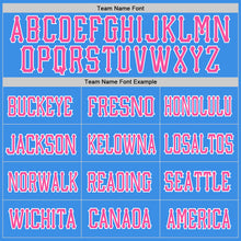 Load image into Gallery viewer, Custom Powder Blue Pink-Black Mesh Authentic Football Jersey