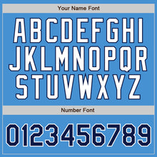 Load image into Gallery viewer, Custom Powder Blue White Pinstripe Navy-White Authentic Baseball Jersey