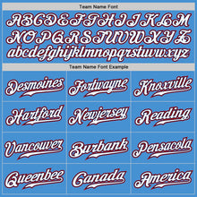 Load image into Gallery viewer, Custom Powder Blue Red Pinstripe White-Navy Authentic Baseball Jersey