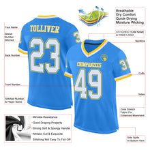 Load image into Gallery viewer, Custom Powder Blue White-Gold Mesh Authentic Throwback Football Jersey