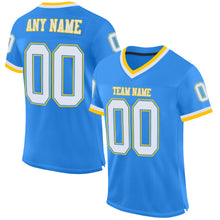 Load image into Gallery viewer, Custom Powder Blue White-Gold Mesh Authentic Throwback Football Jersey