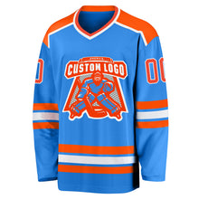 Load image into Gallery viewer, Custom Powder Blue Orange-White Hockey Jersey