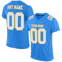 Load image into Gallery viewer, Custom Powder Blue White-Gold Mesh Authentic Football Jersey