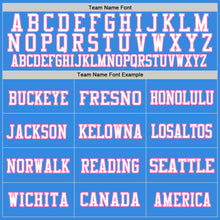 Load image into Gallery viewer, Custom Powder Blue Pink-White Mesh Authentic Football Jersey