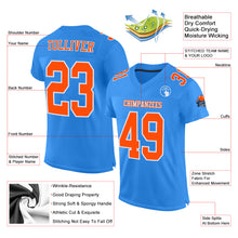 Load image into Gallery viewer, Custom Powder Blue Orange-White Mesh Authentic Football Jersey
