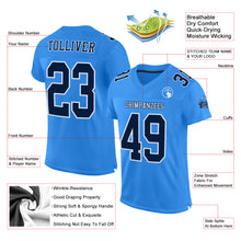 Load image into Gallery viewer, Custom Powder Blue Navy-White Mesh Authentic Football Jersey