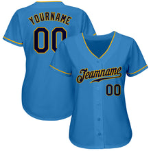 Load image into Gallery viewer, Custom Powder Blue Navy-Gold Authentic Baseball Jersey
