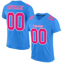 Load image into Gallery viewer, Custom Powder Blue Hot Pink-White Mesh Authentic Football Jersey