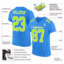 Load image into Gallery viewer, Custom Powder Blue Neon Green-White Mesh Authentic Football Jersey
