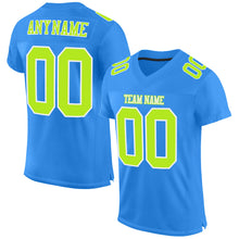 Load image into Gallery viewer, Custom Powder Blue Neon Green-White Mesh Authentic Football Jersey