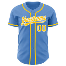 Load image into Gallery viewer, Custom Powder Blue Yellow-White Authentic Baseball Jersey