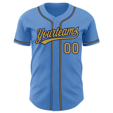 Load image into Gallery viewer, Custom Powder Blue Old Gold-Navy Authentic Baseball Jersey