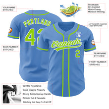 Load image into Gallery viewer, Custom Powder Blue Neon Green-White Authentic Baseball Jersey