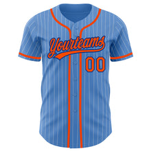 Load image into Gallery viewer, Custom Powder Blue White Pinstripe Orange-Royal Authentic Baseball Jersey
