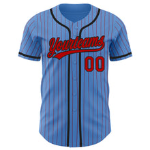 Load image into Gallery viewer, Custom Powder Blue Red Pinstripe Black Authentic Baseball Jersey