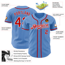 Load image into Gallery viewer, Custom Powder Blue White Pinstripe Red Authentic Baseball Jersey