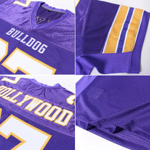Load image into Gallery viewer, Custom Purple White-Gold Mesh Authentic Football Jersey