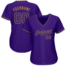 Load image into Gallery viewer, Custom Purple Purple-Old Gold Authentic Baseball Jersey