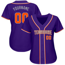 Load image into Gallery viewer, Custom Purple Orange-Gray Authentic Baseball Jersey