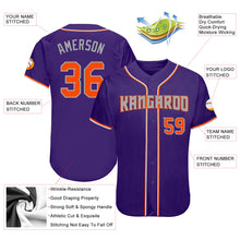 Load image into Gallery viewer, Custom Purple Orange-Gray Authentic Baseball Jersey