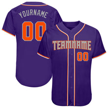 Load image into Gallery viewer, Custom Purple Orange-Gray Authentic Baseball Jersey