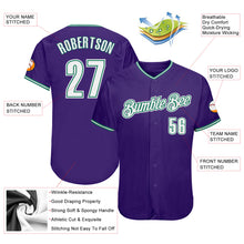 Load image into Gallery viewer, Custom Purple White-Kelly Green Authentic Baseball Jersey