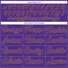 Load image into Gallery viewer, Custom Purple Purple-Old Gold Authentic Baseball Jersey