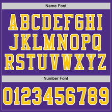 Load image into Gallery viewer, Custom Purple Gold-White Mesh Authentic Throwback Football Jersey