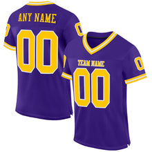Load image into Gallery viewer, Custom Purple Gold-White Mesh Authentic Throwback Football Jersey