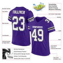 Load image into Gallery viewer, Custom Purple White-Gray Mesh Authentic Football Jersey