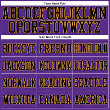 Load image into Gallery viewer, Custom Purple Black-Gold Mesh Authentic Football Jersey