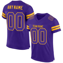 Load image into Gallery viewer, Custom Purple Purple-Gold Mesh Authentic Football Jersey